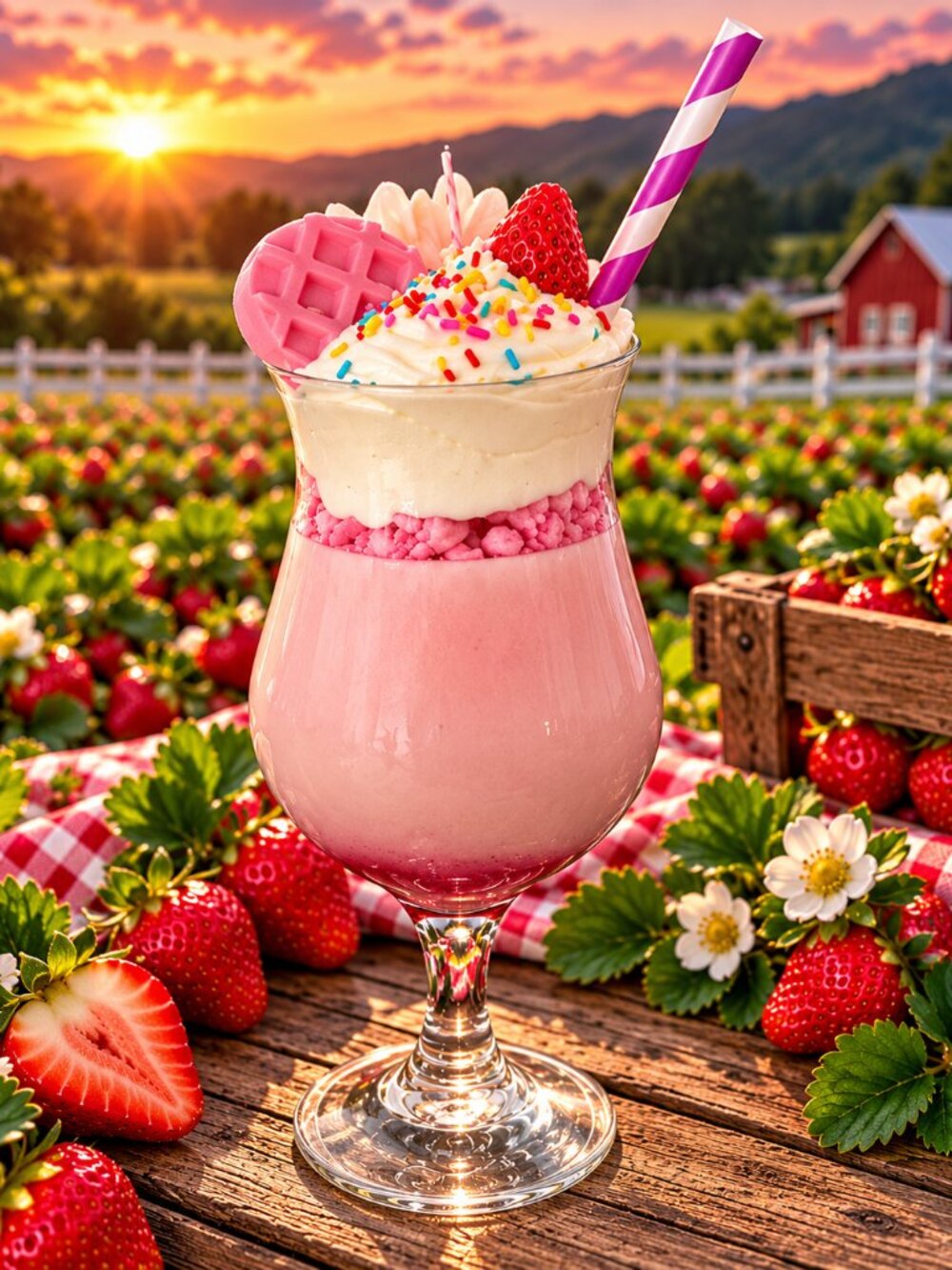 Handcrafted Strawberry Dessert Candle-Strawberry Whip & Waffle Dream - Picture 3 of 4